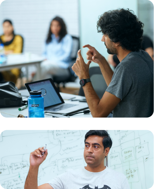 Team member explaining ideas in a meeting